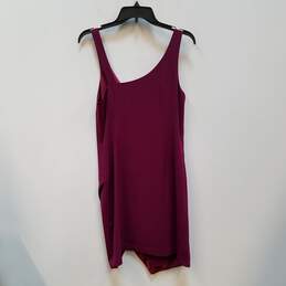 Womens Purple V-Neck Sleeveless Side Zip Knee Length Shift Dress Size 8 alternative image