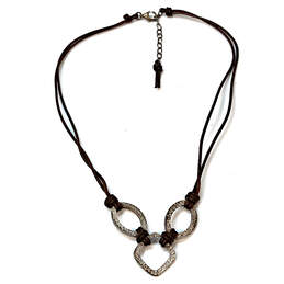 Designer Silpada 925 Sterling Silver Brown Leather Cord Pendant Necklace alternative image