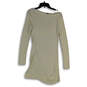 NWT Womens Beige Long Sleeve Ribbed Boat Neck Tunic Sweater Dress Size M image number 1