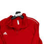 Mens Red Long Sleeve Mock Neck 1/4 Zip Activewear Track Jacket Size 2x image number 3