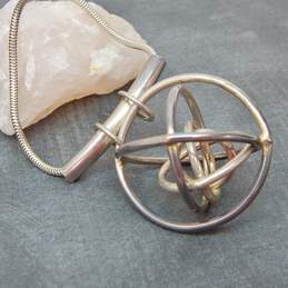 Artisan 925 Modernist Nested Open Spheres Pendant Snake Chain Necklace