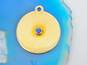 14K Yellow Gold Sapphire Circle Charm Pendant 3.2g image number 4