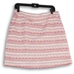 Womens Pink Striped Elastic Waist Pull-On A-Line Skirt Size 10