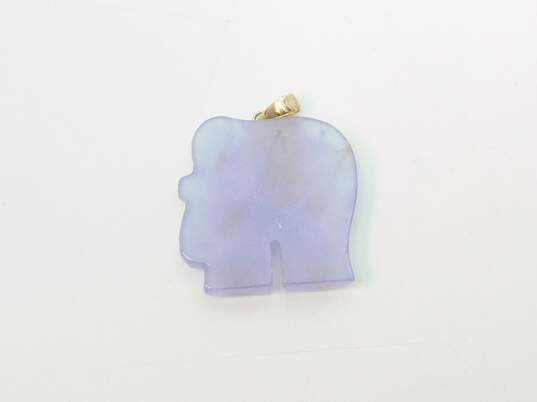 10K Gold Accented Purple Jadeite Carved Elephant Pendant 6.4g image number 4