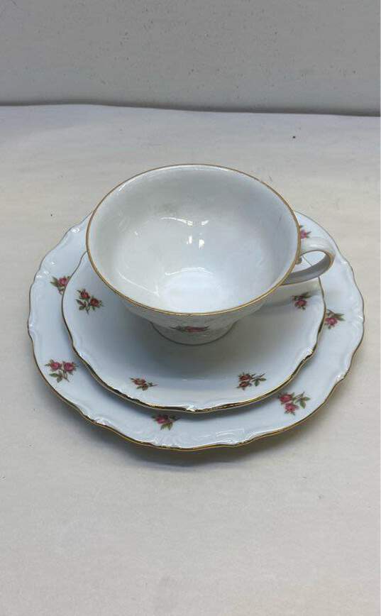 3 Bavaria West Germany Elfenbein Rose Patten Tea Cup Saucer Plate Set image number 3