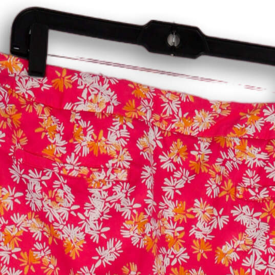 Womens Pink Floral Flat Front Slash Pocket Side Zip Short Mini Skirt Sz 12 image number 4
