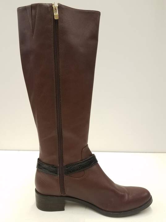 Vince Camuto Vincina Brown Leather Zip Tall Knee Riding Boots Women's Size 9 M image number 3