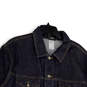 Mens Black Denim Spread Collar Long Sleeve Flap Pocket Button Front Jacket Sz XL image number 3