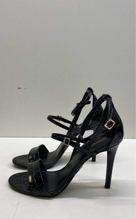 Michael Kors Embossed Leather Strappy Heels Black 9 image number 1