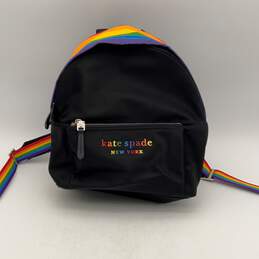 Kate Spade Womens Black Rainbow Adjustable Shoulder Strap Zipper Pocket Backpack