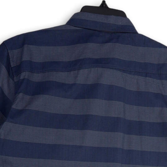 NWT Mens Blue Gray Striped Short Sleeve Collared Button-Up Shirt Size Large image number 4