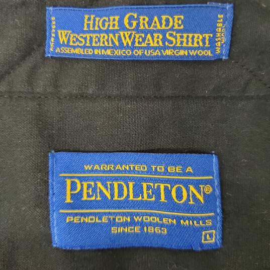 VTG Pendleton MN's Pearl Snap Button Cotton Blend Red Western Long Sleeve Shirt Size L image number 4