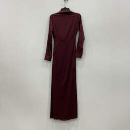NWT Womens Red Long Sleeve Collared Side Slit Wrap Dress Size Small alternative image