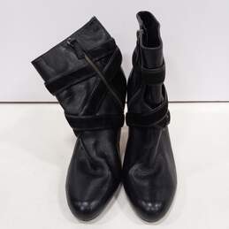 Womens Black Air Talia Zip Almond Toe Stiletto Ankle Booties Size 8.5B