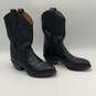 Mens Black Leather Almond Toe Cowboy Pull On Stylish Western Boots Size 8.5 image number 4