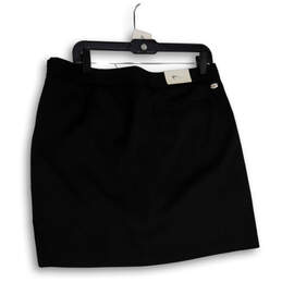 NWT Womens Black Flat Front Button Zip Pocket Stretch Mini Skirt Size 12 alternative image