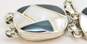 Romantic 925 Onyx & White Mother of Pearl Shell Geometric Inlay Ovals Paneled Toggle Bracelet 38.6g image number 2