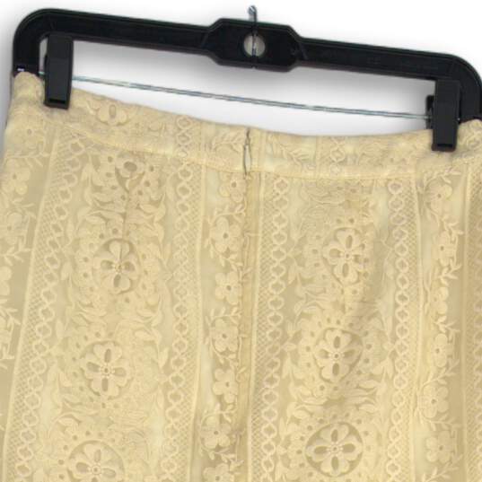 Rachel Parcell Womens Off White Lace Knee Length Back Zip Flare Skirt Size Small image number 4