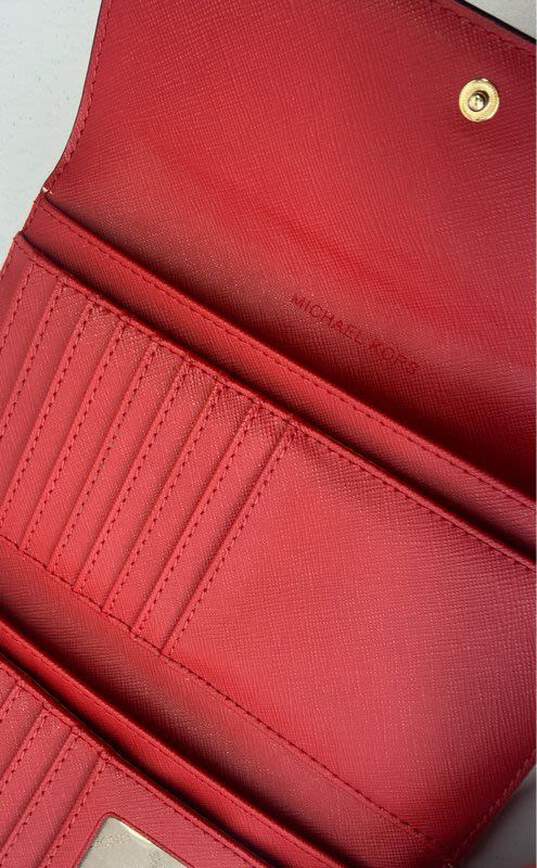 Michael Kors Saffiano Leather Trifold Wallet Red image number 6