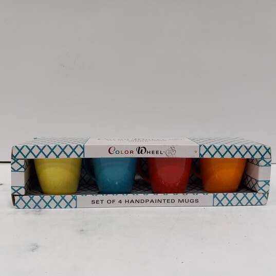 Color Wheel Set of 4 Hand Painted Mugs IOB image number 1