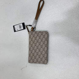 NWT Womens Brown Monogram Leather Zip Clutch One Strap Wristlet Wallet alternative image