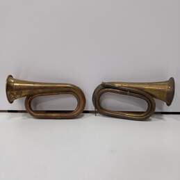 Vintage Pair of Solid Brass Horns alternative image
