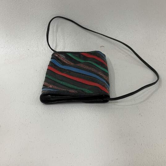 Womens Multicolor Leather Striped Serpent Inner Divider Flap Crossbody Bag image number 5