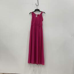 Azazie Womens Pink V-Neck Sleeveless Back Zip Fit And Flare Dress Size J16