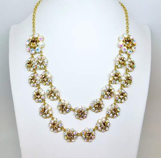 Buy the Kate Spade NY Designer Gold Tone Icy Aurora Borealis Floral Necklace  | GoodwillFinds