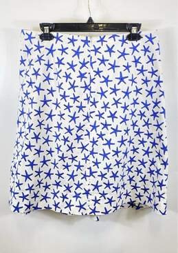 Kate Spade Womens White Blue Star Fish Knee Length Pleated Skirt Size 14 alternative image