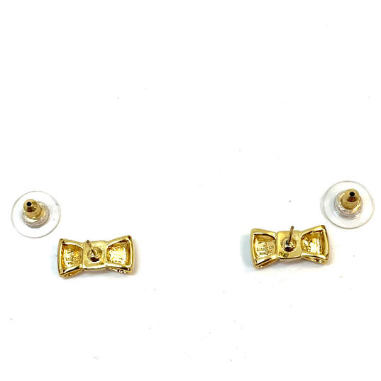 Designer Kate Spade Gold-Tone White Enamel Bow Shape Stud Earrings image number 3