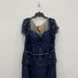 Womens Blue Sweetheart Neck Short Sleeve Back Zip Mermaid Dress Size 18 image number 3