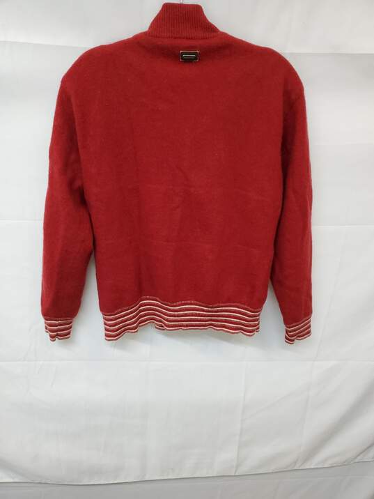 VTG Mn Aquascutum Golf Checked Red Wool Silk Quarter Zip Pullover Sweater Sz SM image number 2