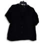 Womens Black Short Sleeve Notch Collar Regular Fit Button-Up Shirt Size L image number 1