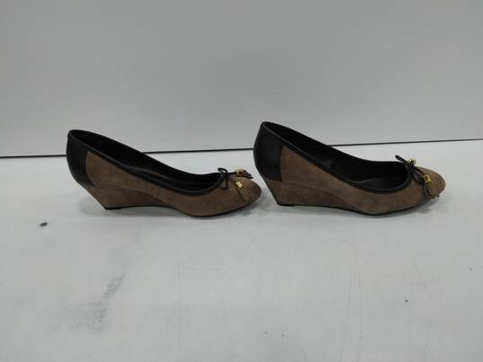 Lauren Ralph Lauren Women's Brown Surde Wedge Heel Slip On Shoes Size 11B image number 4