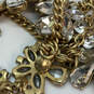 Designer J. Crew Gold-Tone Chain Floral Crystal Stone Statement Necklace image number 3