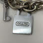 Designer Coach Silver-Tone Linked Chain Toggle Classic Charm Necklace image number 4