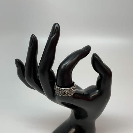 Designer Swarovski Silver-Tone Black Rhinestone Round Shape Band Ring image number 1