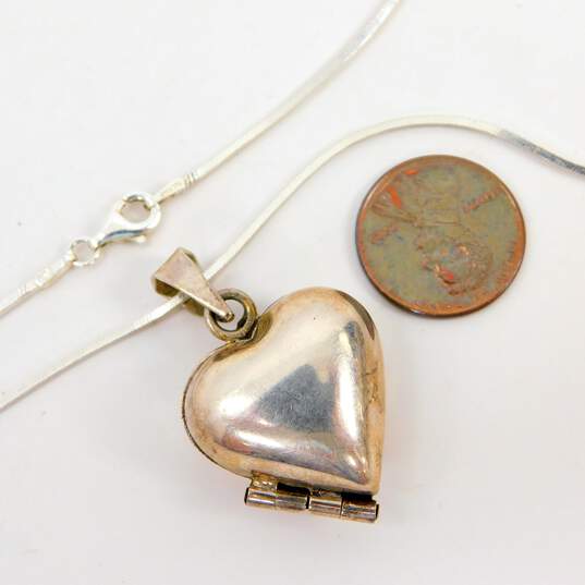 Romantic 925 Sterling Silver CZ Heart Stud Earrings Heart Pendant Necklace & Pearl Bracelet 27.4g image number 6