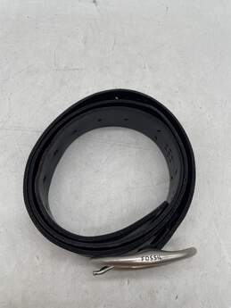 Womens Black Leather Silver Buckle Adjustable Belt Size XL W-0528740-G alternative image