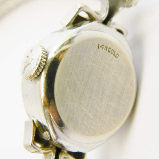 Vintage Wittnauer 14K White Gold Diamond Accent Ladies Watch 17.3g image number 3