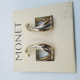 Monet 14K Gold Post Two Tone Oval Hoop Earrings 6.6g alternative image