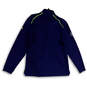 Mens Blue 1/4 Zip Mock Neck Long Sleeve Activewear T-Shirt Size Medium image number 2