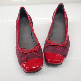 Stuart Weitzman Women's Purple Suede Red Patent Leather Trim Kitten Heels Size 11 AUTHENTICATED