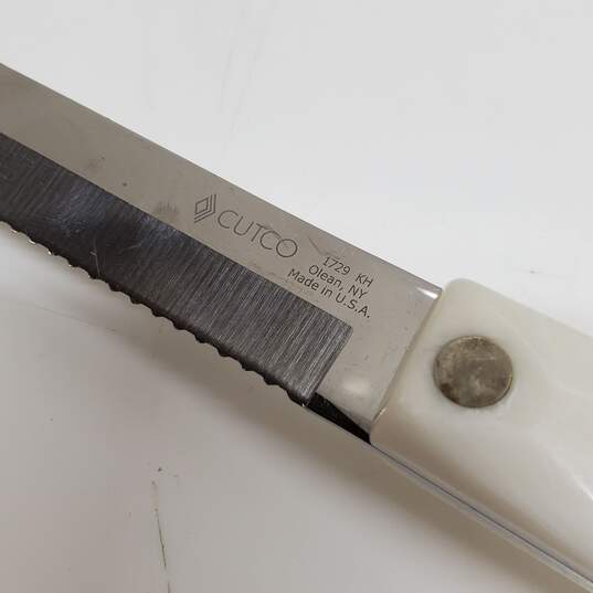 Cutco 1729 Pearl White Handle Knife Made in USA Serrated Knife 7inch image number 2