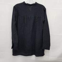Eileen Fisher Black Gray Check Button Up Top Size PL alternative image