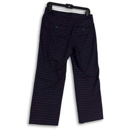 Womens Blue White Striped Flat Front Pockets Straight Leg Chino Pants Sz 4 alternative image