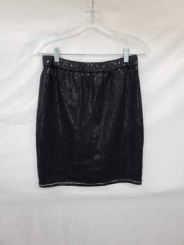 Wm St John Couture Black Sequin Pencil Midi Skirt Sz 6