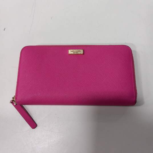 Kate Spade Pink Saffiano Leather Zip Around Wallet Clutch image number 1