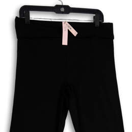 NWT Womens Black Flat Front Elastic Waist Straight Leg Trouser Pants Size L
